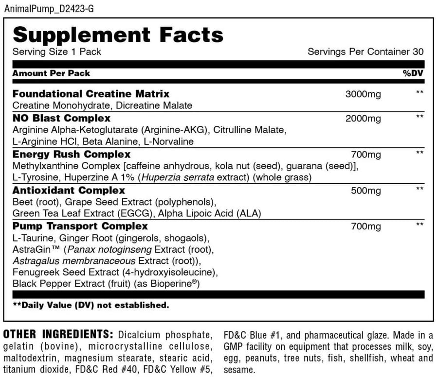 أنيمال بامب مكمل الطاقة وضخ الدم 30 ظرف - Animal Pre Workout Pump 30 Pill Packets