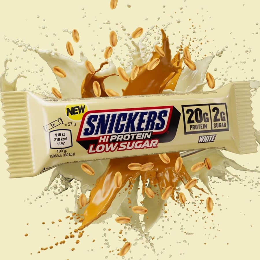 بروتين بار من سنيكرز عالي البروتين قليل السكر وايت شوكليت 57 جم - Snickers Protein Bar High Protein Low Sugar White Chocolate 57 g