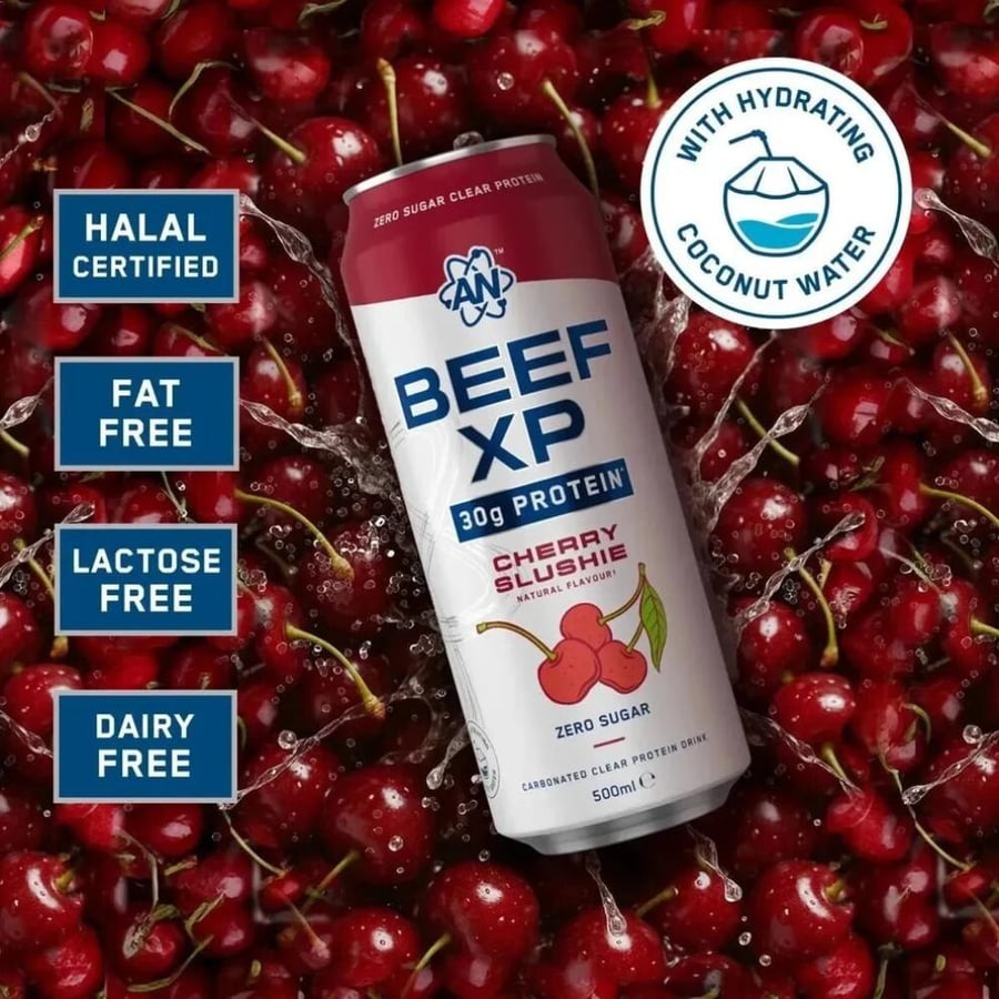 بيف اكس بي مشروب بروتين غازي من أبلايد نيوتريشن نكهة الكرز 500مل - Applied Nutrition Beef-XP Carbonated Clear Beef Protein Cherry Slushie 500ml