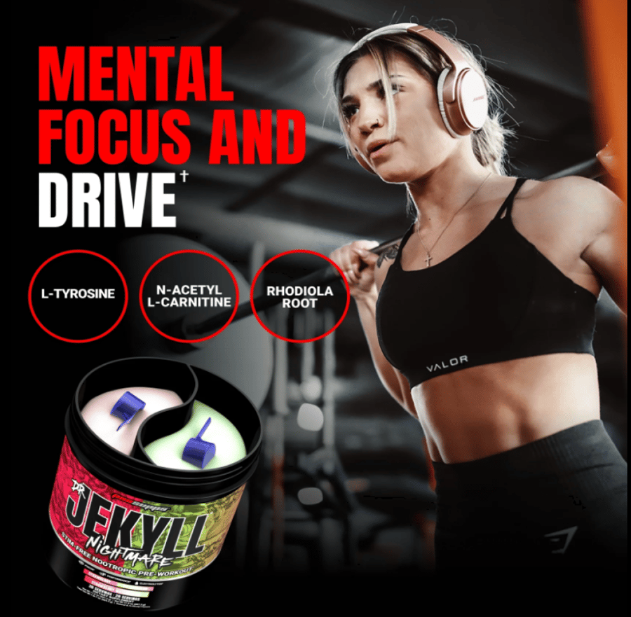مكمل طاقة دكتور جيكيل نايتمير من بروسابس فراولة & بطيخ 40 سيرف - Pro Supps DR JEKYLL Nightmare Stim-Free Nootropic Pre-Workout Strawberry & Watermelon 40 Servings