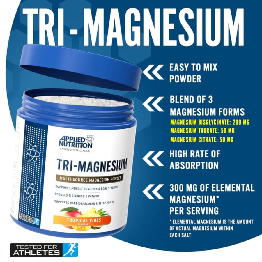 ابلايد نيوترشن ثلاثي المغنيسيوم نكهة الفواكه الاستوائية 200جم  Applied Nutrition Tri Magnesium Tropical vibes