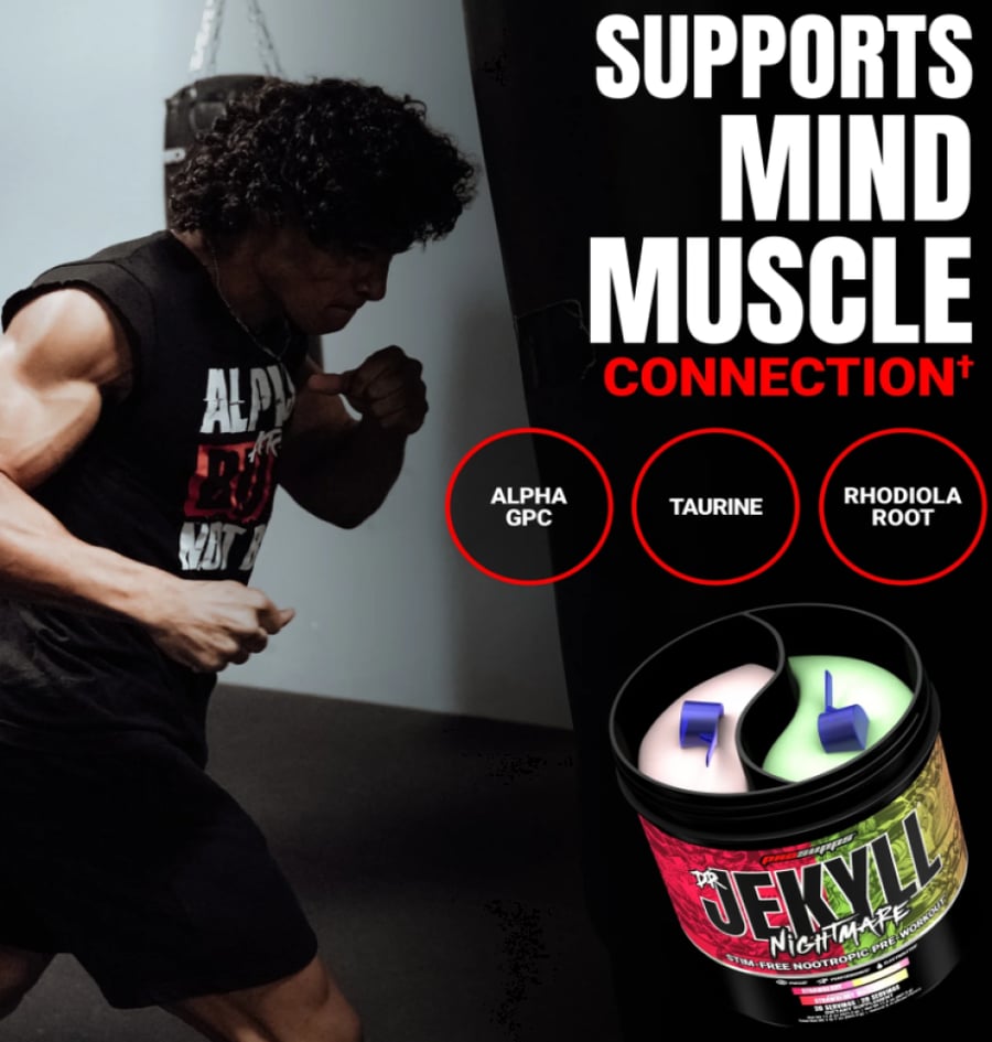 مكمل طاقة دكتور جيكيل نايتمير من بروسابس فراولة & بطيخ 40 سيرف - Pro Supps DR JEKYLL Nightmare Stim-Free Nootropic Pre-Workout Strawberry & Watermelon 40 Servings
