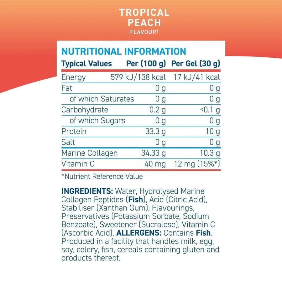 كولاجين بحري سائل من ابلايد نيوتريشن نكهة الخوخ 1 كيس 30جم - Applied Nutrition Liquid Marine Collagen Tropical Peach