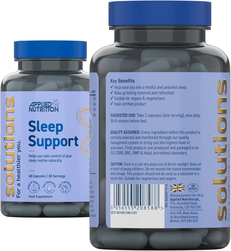 ابلايد نيوترشن كبسولات دعم النوم 60 كبسولة Applied Nutrition Sleep Support