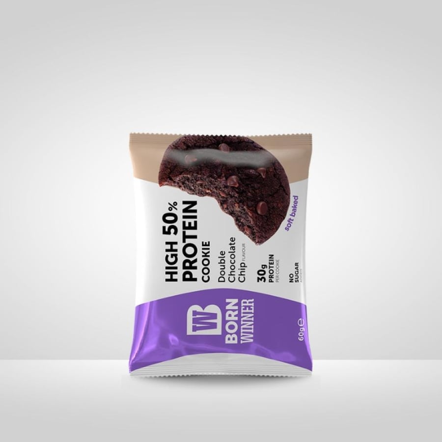 بروتين كوكيز من بورن وينر عالي البروتين نكهة دبل شوكليت شيب 60جم - Born Winner High Protein Cookies Double Chocolate Chip 60g