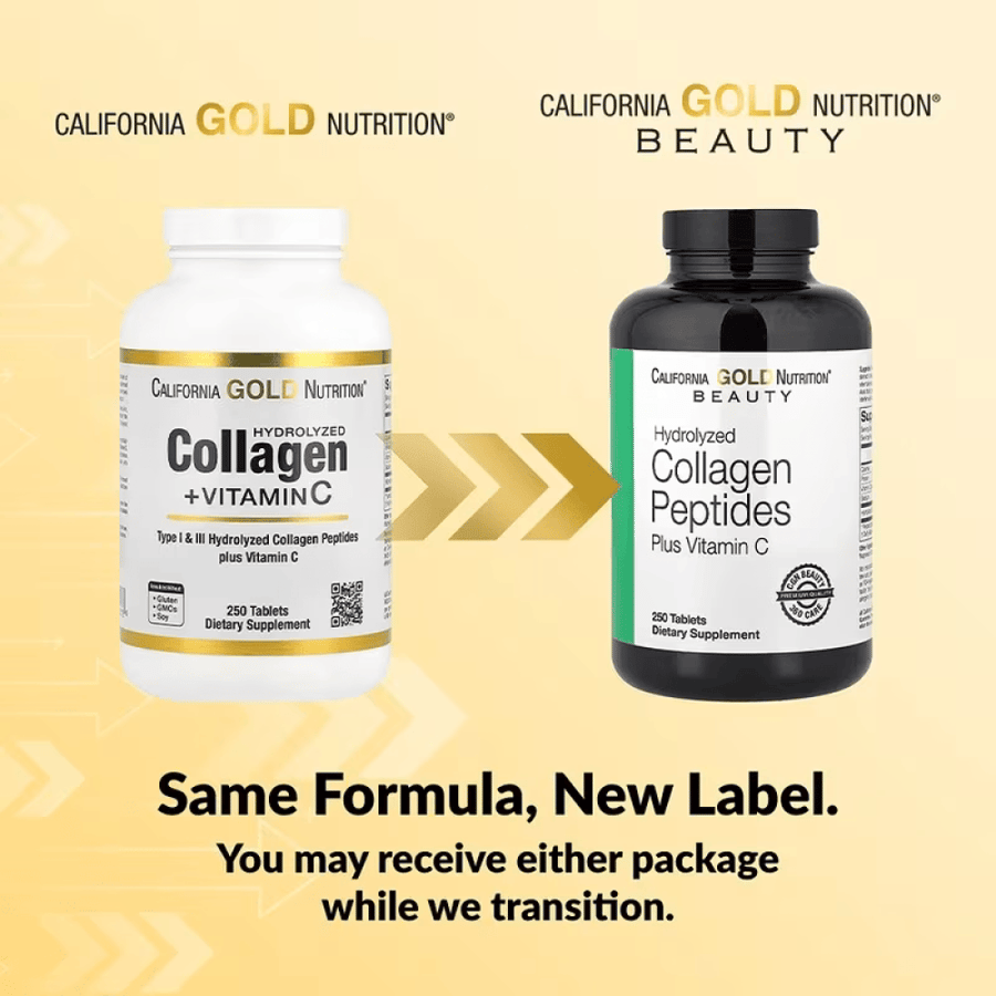 بيبتيدات الكولاجين المتحللة نوع 1و3 مع فيتامين سي 250 قرص - Califronia Gold Nutrition