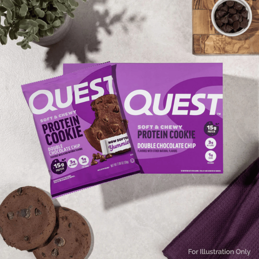 كويست بروتين كوكيز دبل شوكليت شيب 59جم - كرتون 12 حبة - Quest Nutrition Protein Cookies Box