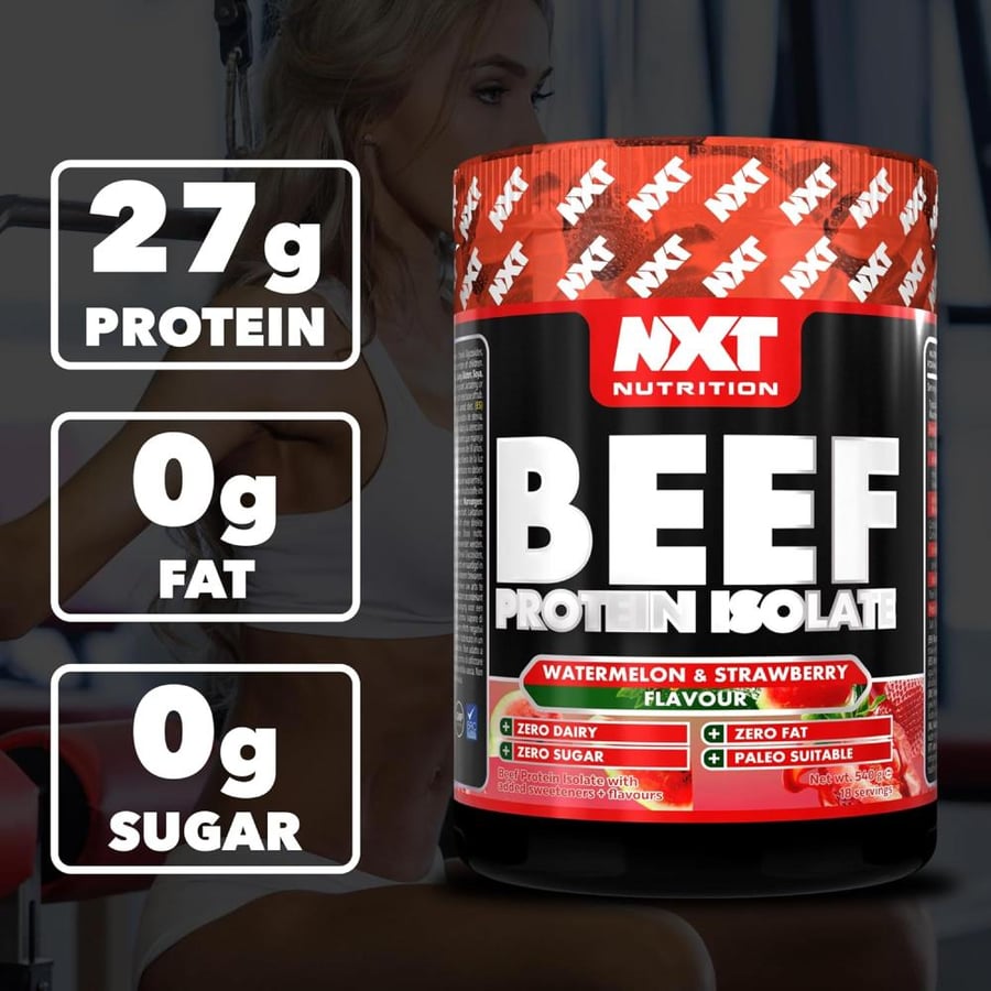 بيف بروتين ايزوليت من نكست نكهة البطيخ والفراولة 540جم - NXT Nutrition Beef Protein
