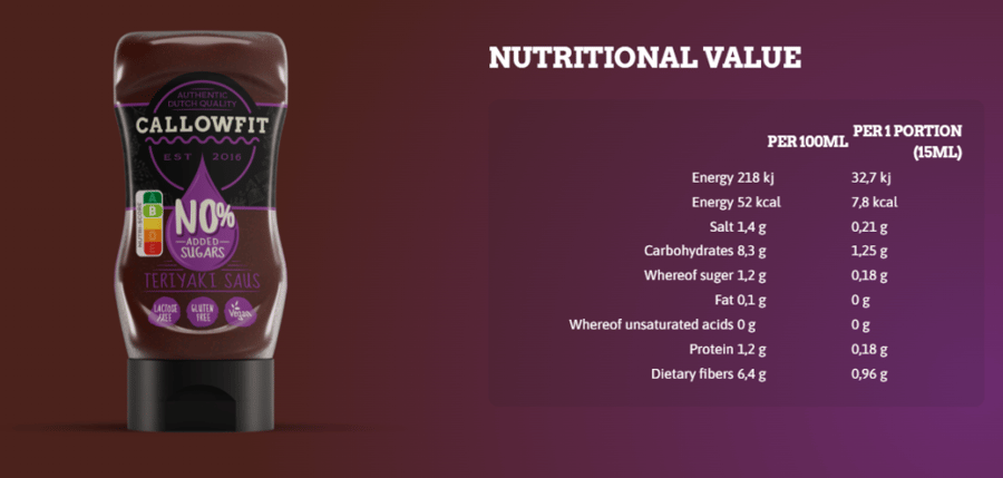 صوص صحي من كالوفيت نكهة ترياكي 300مل - Callowfit Healthy Sauce Teriyaki 300ml