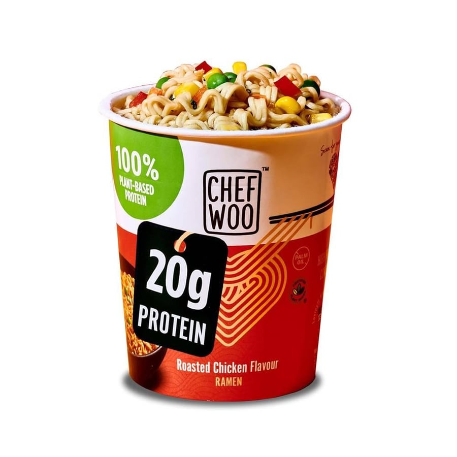 نودلز رامن بروتين من شيف وو دجاج مشوي 71جم كرتون 12 حبة - CHEF WOO Protein Ramen Noodles Roasted Chicken 71g Box 12 Pieces