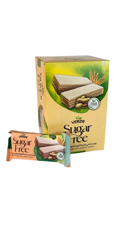 ويفر محشي بكريمة الفول السوداني بدون سكر من فيردي 60جم - Verde Wafer Filled with peanut cream