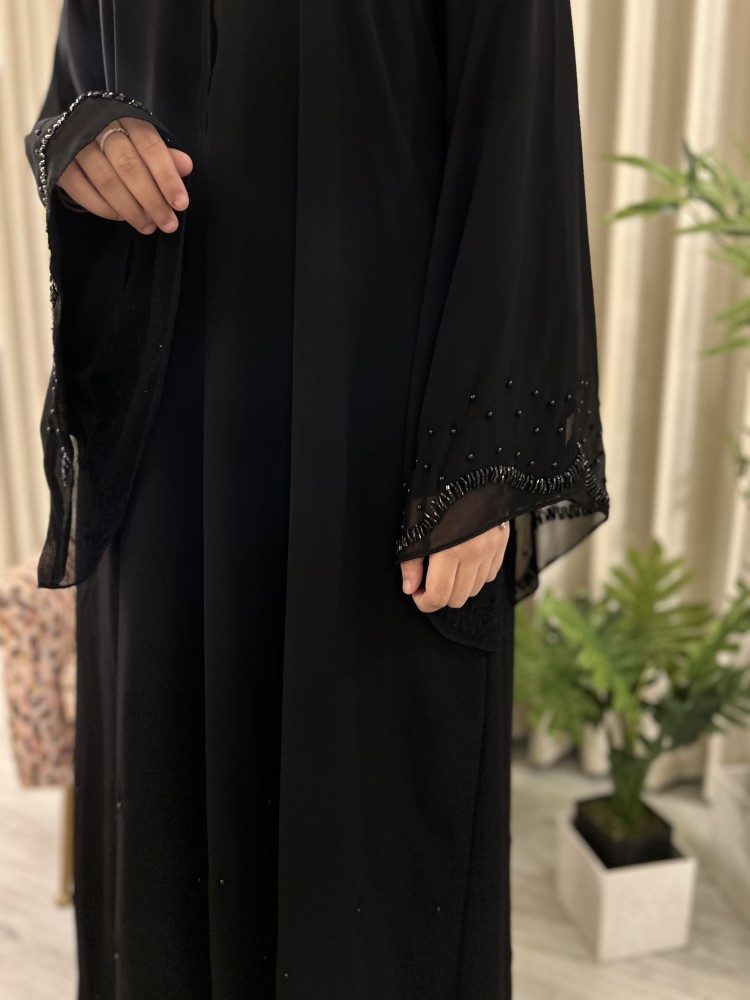 عباية هند )شيفون انيق شك اسود