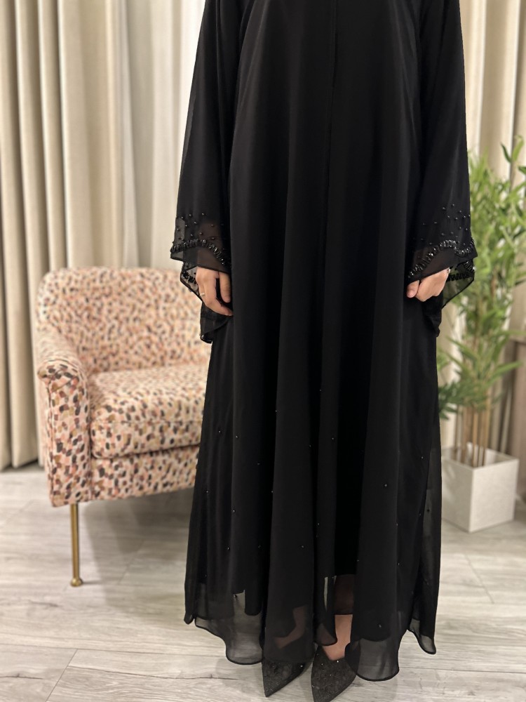 عباية هند )شيفون انيق شك اسود
