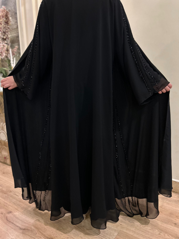 عباية سدن ) ناعمة شيفون شك اسود ناعم