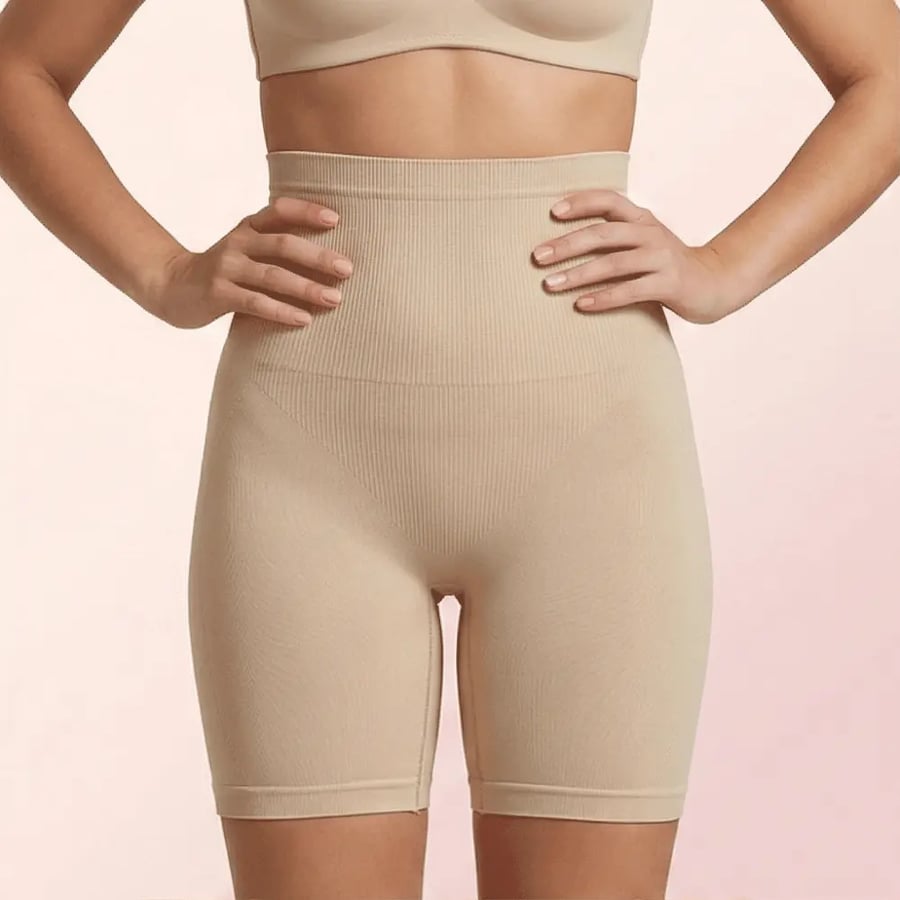 Women's shaper shorts for abdomen and waist - beige color