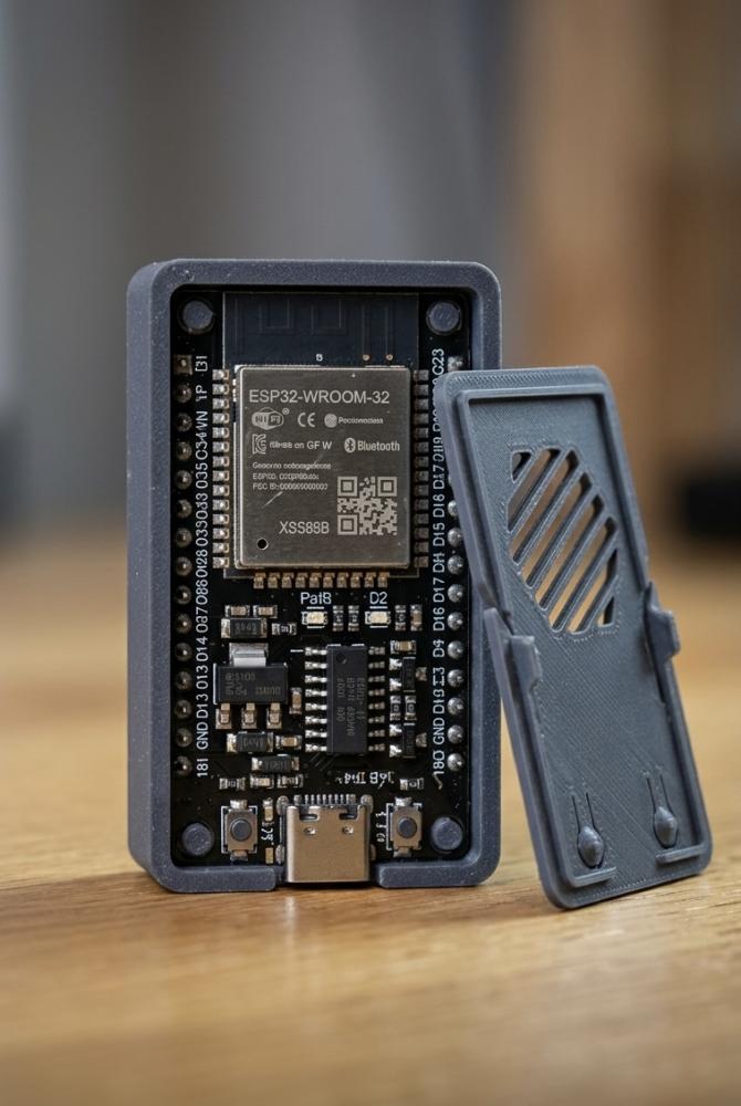 علبة حماية للإلكترونيات DIY بفتحات تهوية مناسبة لمشاريع ESP32