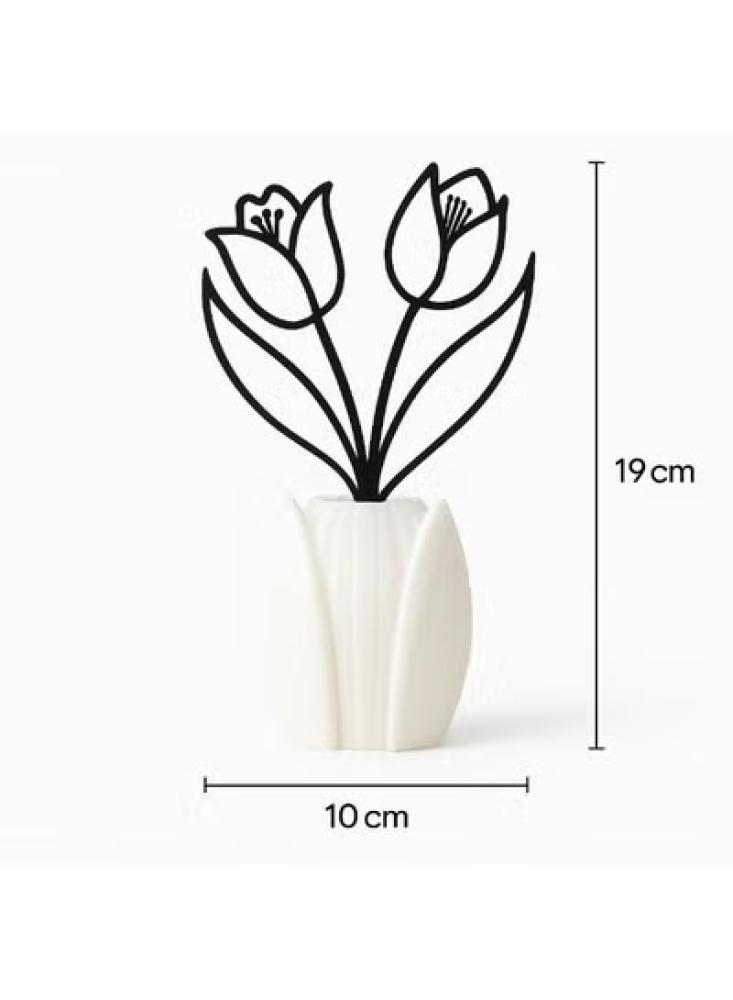 Decorative vase with tulip flower design and elegant artificial flowers – a plastic aesthetic touch that adds elegance to your home or office