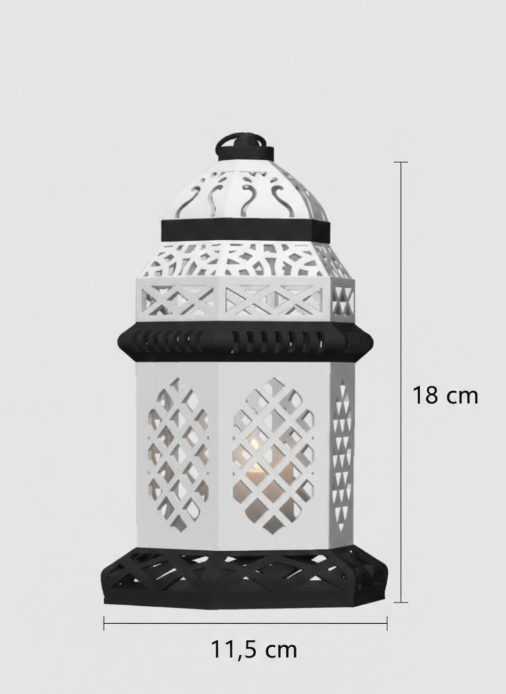 فانوس رمضان أنيق مع 3 شموع LED – ديكور رمضاني بإضاءة دافئة وآمنة