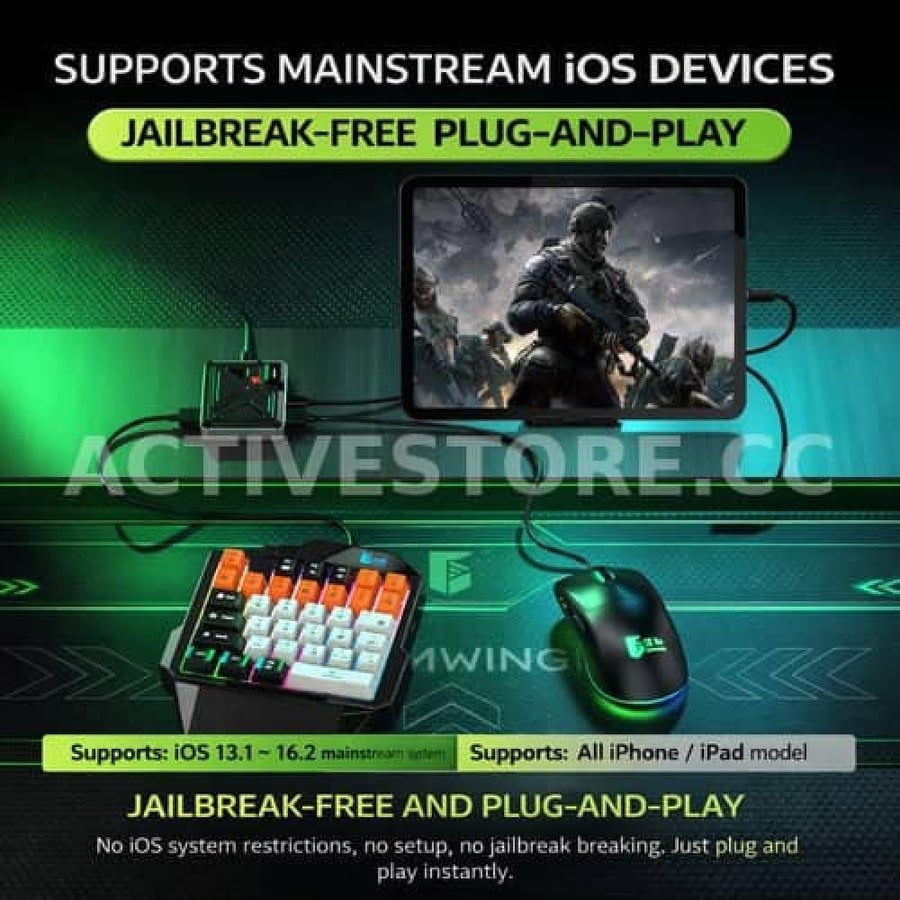 قطعة Xuanji2 6in1 IOS AIMZENIX لربط الماوس و الكيبورد بأجهزة ابل اكتف