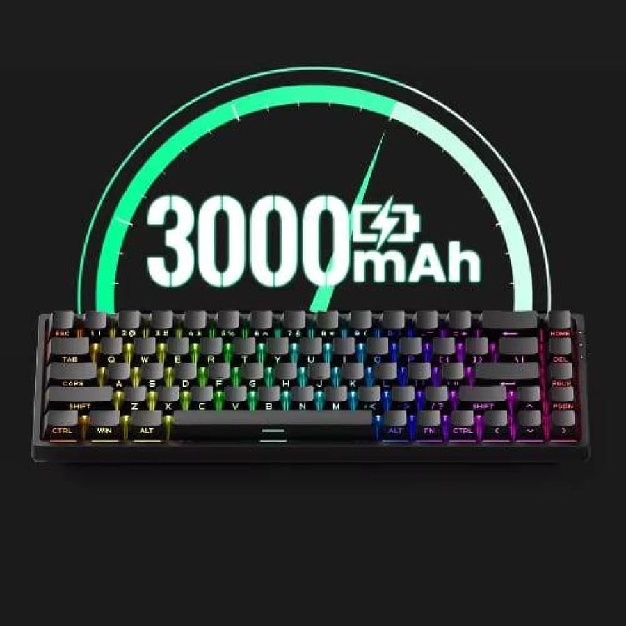 كيبورد PRO 60% للألعاب 8K ثلاثي الأنماط واضاءة RGB | اللون الأبيض