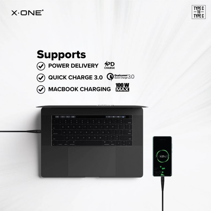 كيبل تايب سي الى تايب سي ربل بطول متر | X ONE