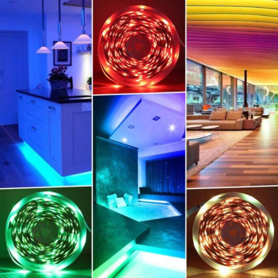 شريط اضاءة LED لاصق بتحكم عبر الجوال و ريموت كنترول اللوان متعددة جميل