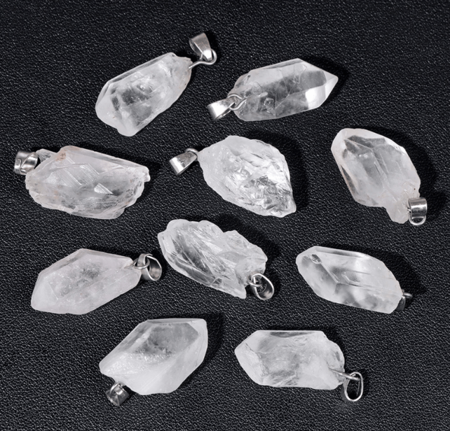 قلادة حجر كلير كوارتز خام (White Crystal ) )