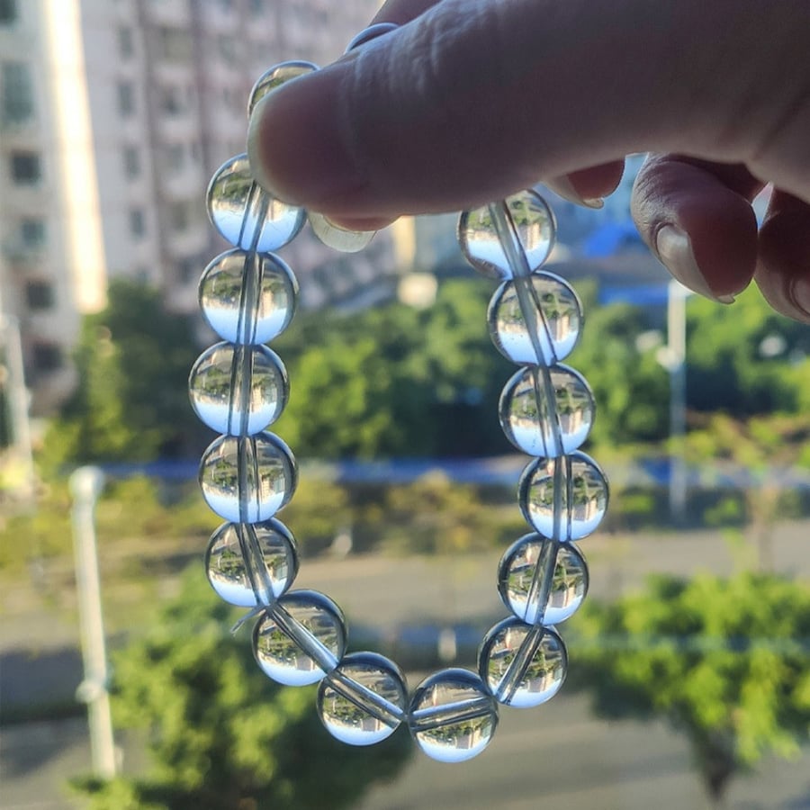اسورة فضية مع حجر كلير كوارتز الخام