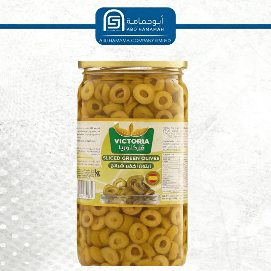 زيتون اخضر شرائح زجاج فيكتوريا  6 * 320 جم