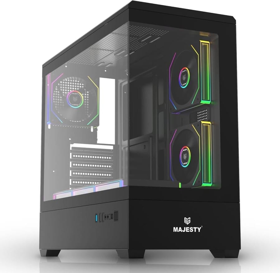 MAJESTY RAAD GAMING CASE WITH 6 ARGB FANS AND HUB (Black)