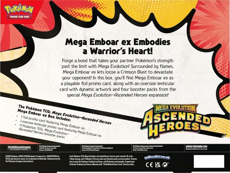بوكس بوكيمون Pokémon Mega Evolution Ascended Heroes  Mega Emboar ex Box