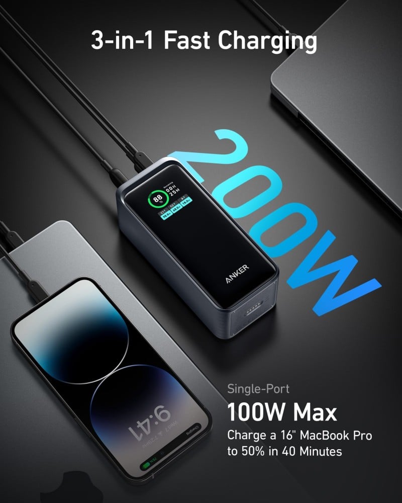 شاحن متنقل سريع 100 واط 20000 مللي امبير من انكر
