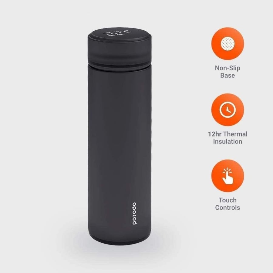 حافظة سوائل ذكية من بورودو مع مؤشر درجة الحرارة 500 مل -  Porodo smart water bottle with temperature indicator 500ml