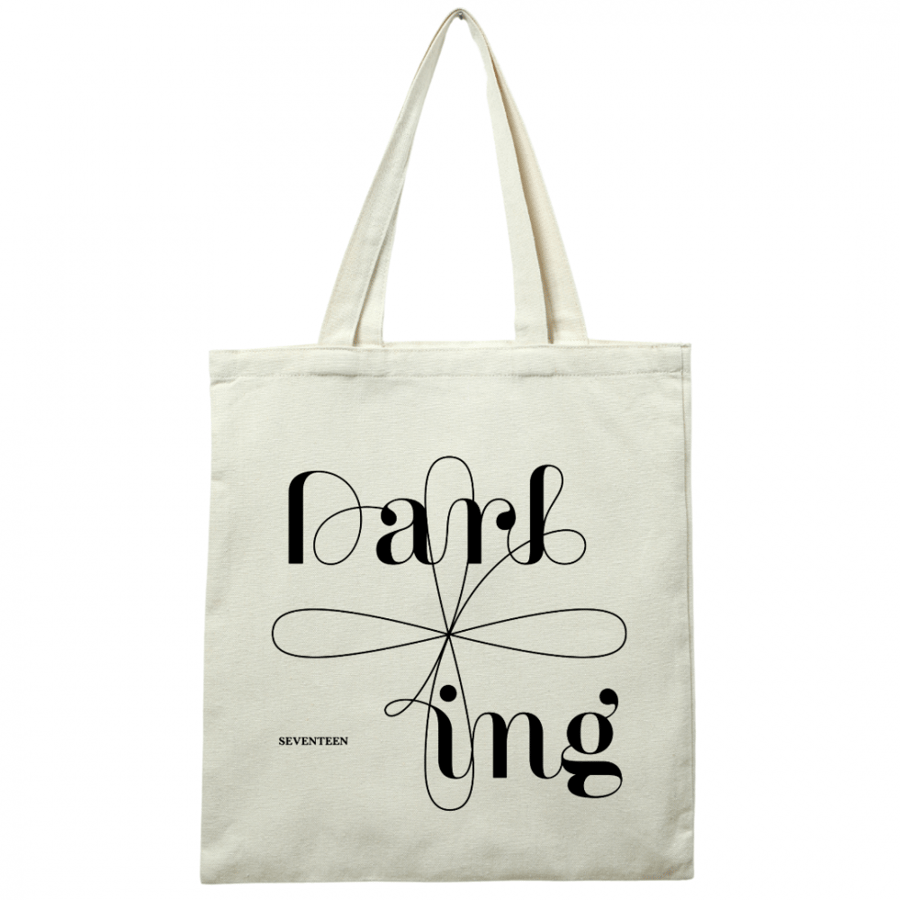 شنطة قماشية Tote bag بطباعة سفنتين seventeen وكلمة Darling