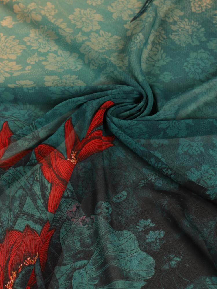 Sheer embroidered with two widths