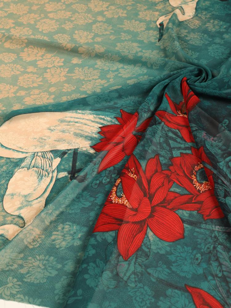 Sheer embroidered with two widths
