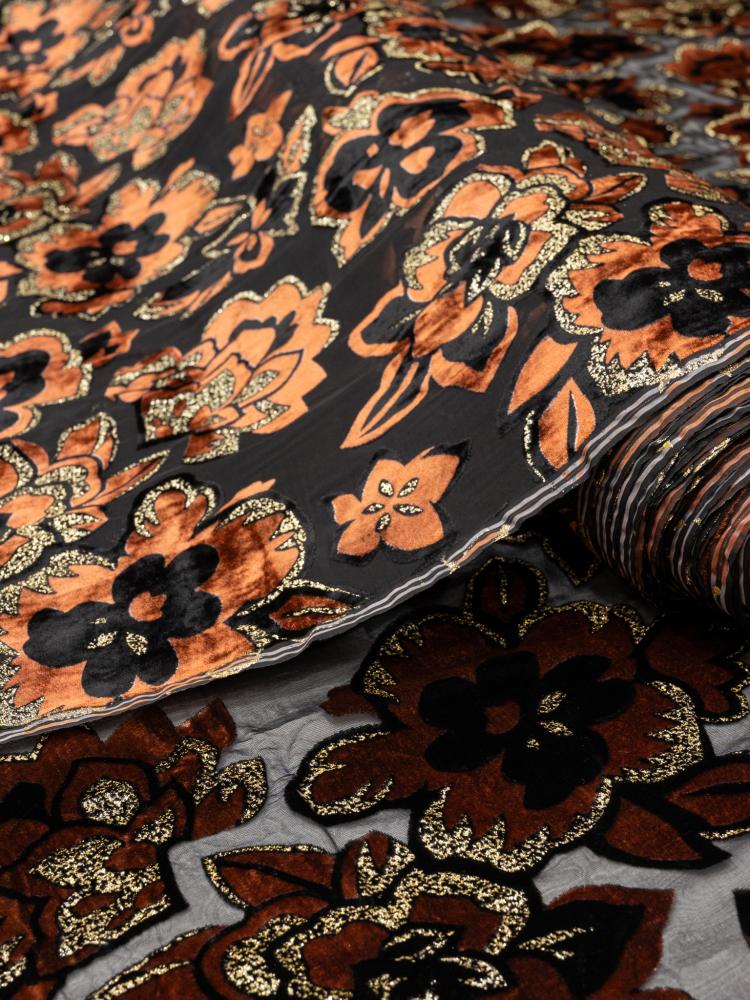 Silk chiffon velvet with golden shimmer