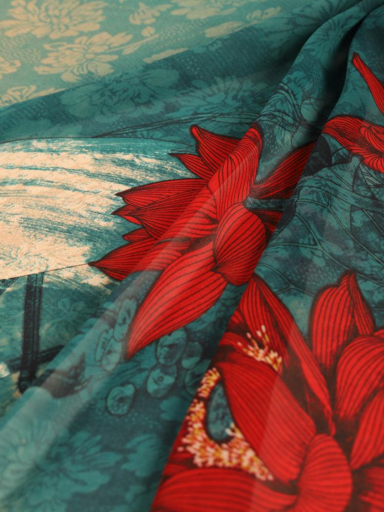 Sheer embroidered with two widths