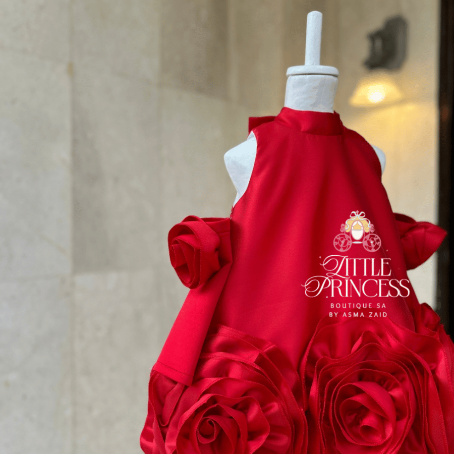 Red rose dress فستان الجوري الاحمر  + اكمام منفصله
