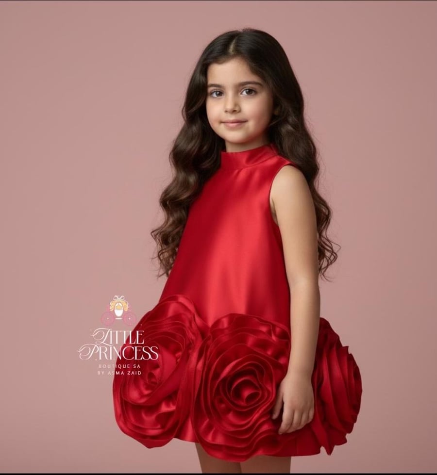 Red rose dress فستان الجوري الاحمر  + اكمام منفصله