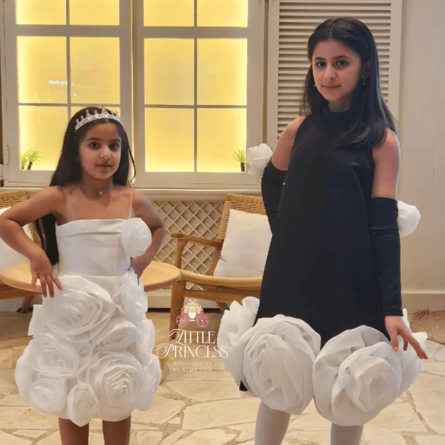 White rose dress فستان الجوري الابيض + اكمام منفصله