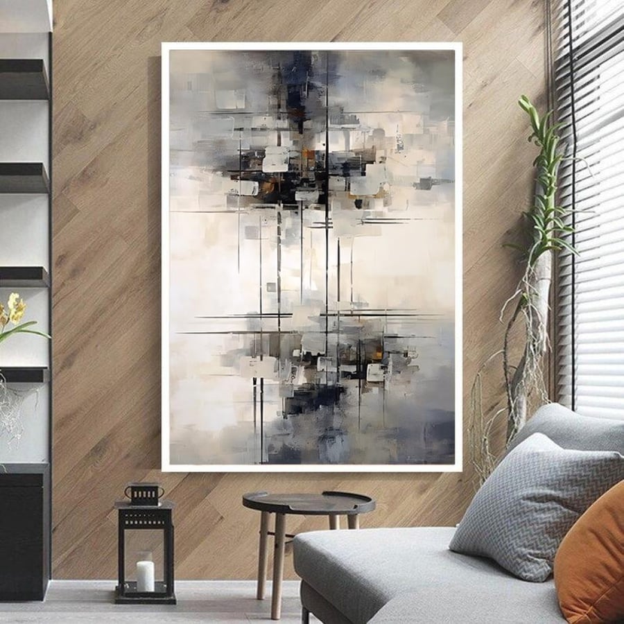 لوحة قماشية بتصميم الفن التجريدي مقاس 60x90 سم