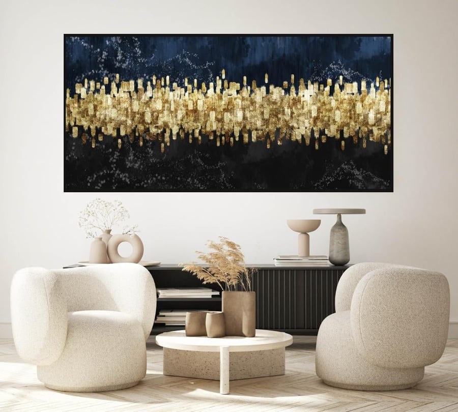 لوحة قماشية بتصميم الفن التجريدي مقاس 70x120 سم