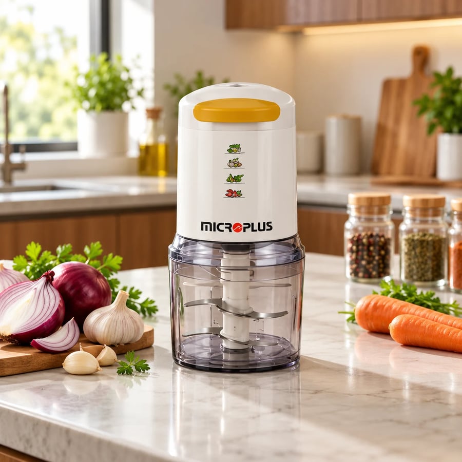 قطاعة خضار كهربائية ميكرو بلس MICROPLUS PS-4655 متعددة الاستخدامات بمحرك نحاسي 400 واط - أبيض
