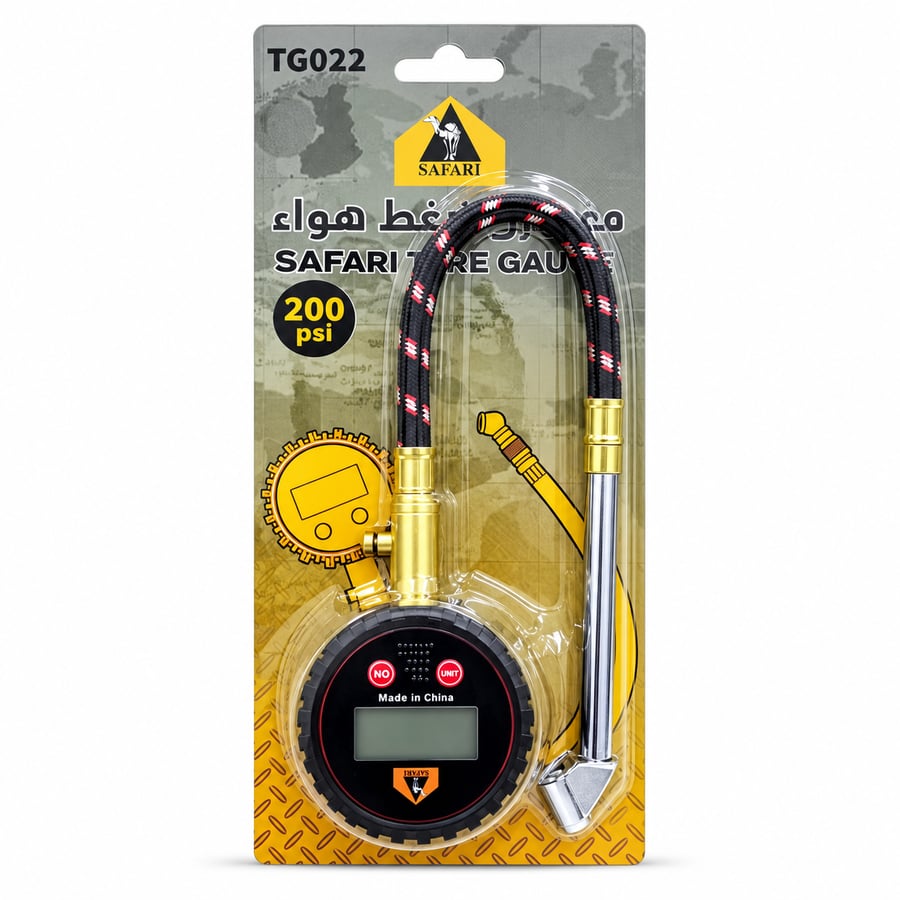 مقياس ضغط الإطارات الرقمي سفاري 200 PSI – TG022
