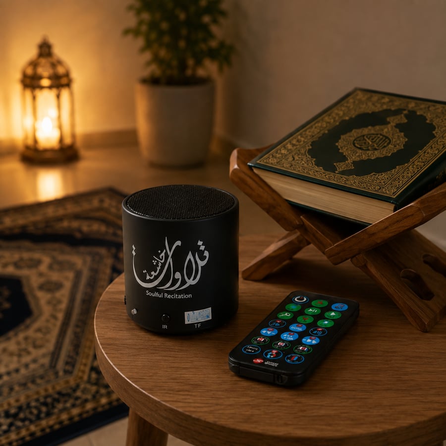 سماعة قرآن كريم بلوتوث بصوت 10 قراء مع ريموت وبطارية قابلة للشحن