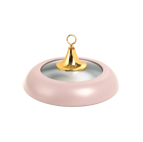 A food warmer with a distinctive design in purple and gold color, large size