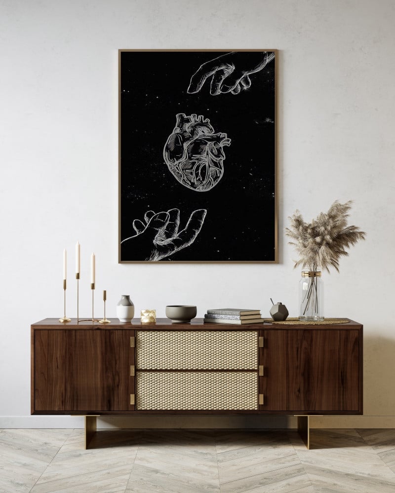 A fabric painting with an abstract art design size 100x150 cm