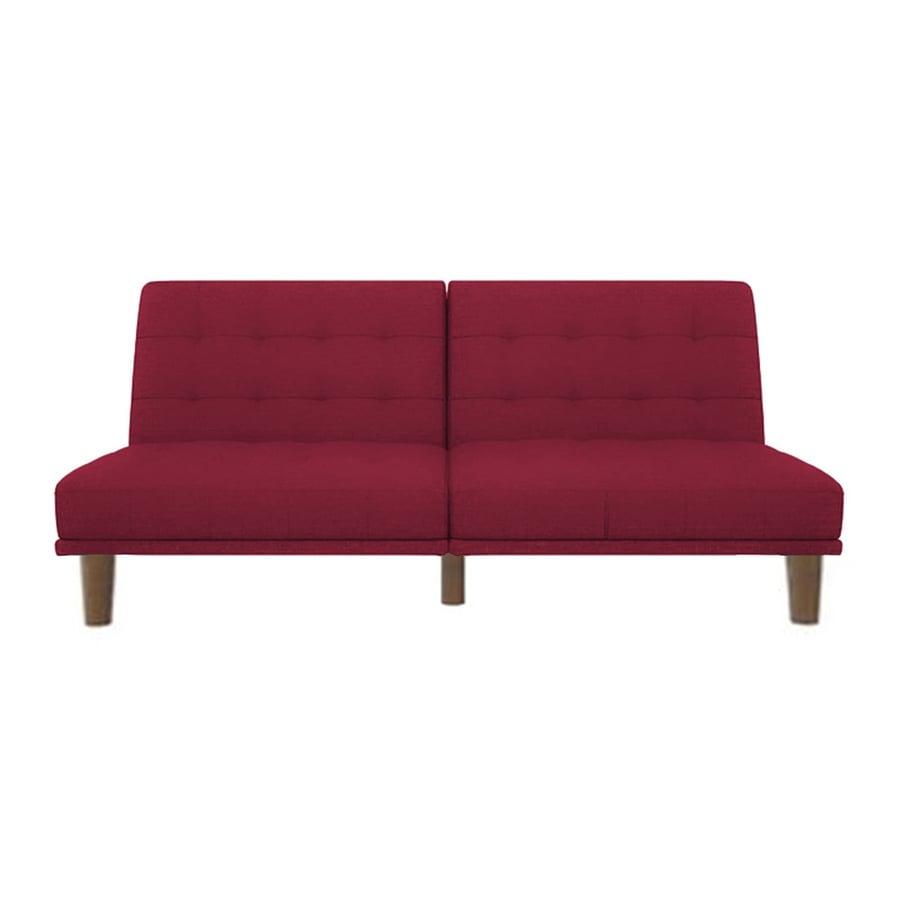 Maria sofa bed 2x1 upholstered with velvet dark red color size 185x95x86 cm