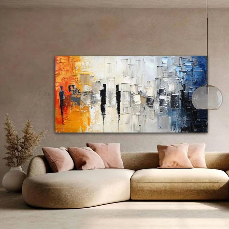 لوحة قماشية بتصميم الفن التجريدي مقاس 70x120 سم